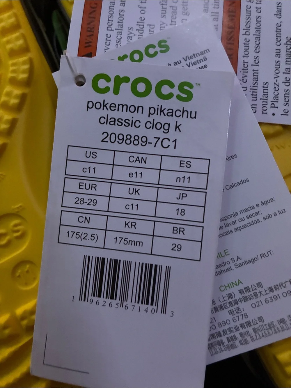CROCS Kids Pikachu Clogs - Black and Yellow